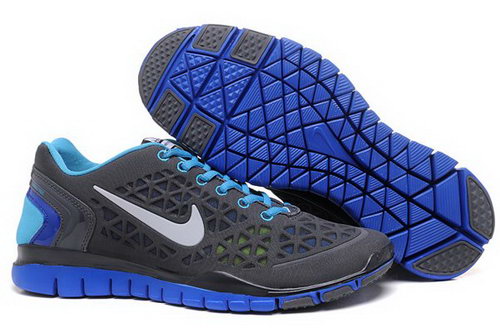 2012 Nike Free Run Tr Fit Men Shoes Black Blue Low Cost